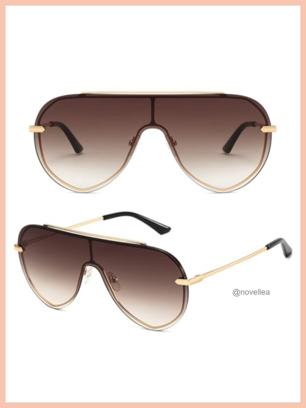 Oversized Shield Sunglasses Women UV400 Rimless Y2K Aviator Trendy